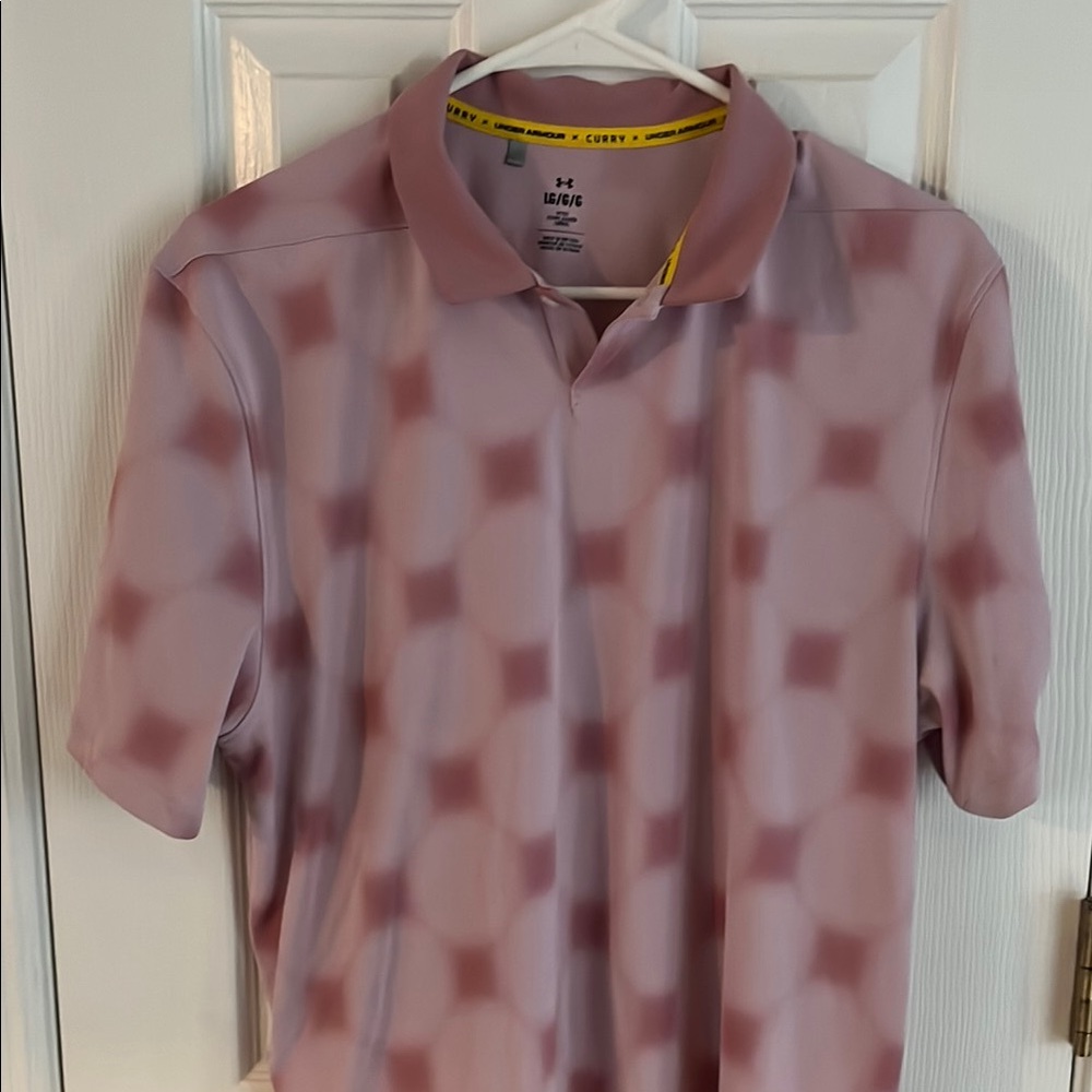 Under Armour Curry Brand Golf Pink Polo Shirt with Unique Pattern